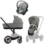 Коляска 3 в 1 Cybex Priam IV Rosegold complete и автокресло Aton S2 i-Size Lava Grey Mirage Grey