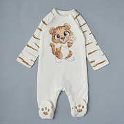 Комбинезон-асим на кнопках Little Star Тигренок 30-8692 (ЧЗ-мз) крем 56