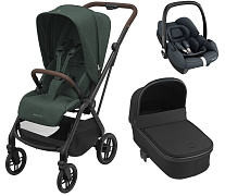 Детская коляска Maxi-Cosi Leona² Oria 3 в 1 с автокреслом CabrioFix Essential graphite 1204403110 Twillic Green/1507672111 Essential Black