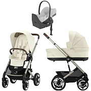 Коляска Cybex Talos S Lux TPE complete Cloud T Platinum White Plus Base T 4 в 1 Seashell Beige с дождевиками