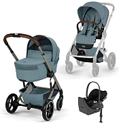 Коляска Cybex Balios S Lux Fold Cot TPE Cloud T Sepia Black Plus Base T 4 в 1 Stormy Blue с дождевиками