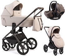 Детская коляска Peppy Monaco Thermo 3 в 1 с автокреслом Verona Brown Beige (молочный), рама серо-коричневая