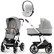 Коляска Cybex Talos S Lux SLV complete Cloud T Platinum White Plus 3 в 1 Stone Grey с дождевиками