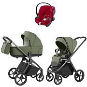 Коляска Carrello Vector 2025 CRL-6551 и автокресло Cybex Aton B2 Dynamic Red 3 в 1 Field Green