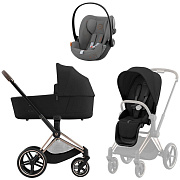 Коляска Cybex Priam IV Rosegold complete и автокресло Cloud G i-Size Lava Grey 3 в 1 Sepia Black