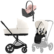 Коляска Cybex Priam IV Matt Black complete Cloud T Peach Pink Plus Base T 3 в 1 Off White