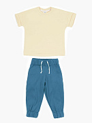 Костюм детский Amarobaby Jump футболка,брюки кремовый/синий 86