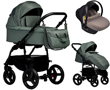 Детская коляска Indigo Impulse Eco 3 в 1 с автокреслом Avionaut Cosmo Beige Ie01 шалфей кожа/шалфей