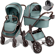 Детская коляска AmaroBaby Motus Premium Ecco Exclusive 3 в 1 с автокреслом Rant Cruise Grey лагуна