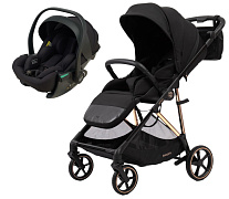 Прогулочная коляска Peppy Amici с автокреслом Jet Black Black рама Gold