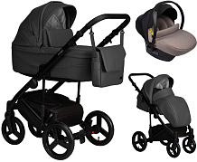 Детская коляска Indigo Lamar 3 в 1 с автокреслом Avionaut Cosmo Beige La07 т.серая кожа