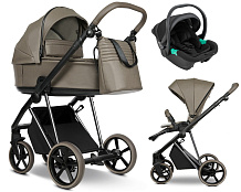 Детская коляска Roan Sol Vintage Luxury Leather 2.0 3 в 1 с автокреслом Pituso Santiso Pro VEGA26DB Rum Raisin/Nickel/руч.Cappuccino
