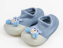Ботиночки-носочки детские AmaroBaby First Step Pure Toys с дышащей подошвой голубой 23