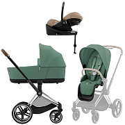 Коляска Cybex Priam IV Chrome Brown complete Cloud G Almond Beige Plus Base G 3 в 1 Leaf Green
