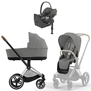 Коляска Cybex Priam IV Chrome Brown complete Cloud T Mirage Grey Base T 3 в 1 Mirage Grey