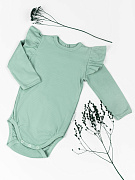 Боди AmaroBaby Fashion с длинным рукавом с рюшами ЧЗ зеленый 80