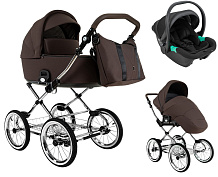 Детская коляска Roan Bass Next Classic d14 2.0 3 в 1 с автокреслом Pituso Santiso Pro Black BSNC/93/2 Turkish Coffe/Black/руч.Cappuccino