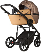 Детская коляска Adamex Mobi Deluxe 3 в 1 M-SD15 (БЕЖ + ТЕМНО-БЕЖЕВЫЙ ПЕРЛ КОЖА)