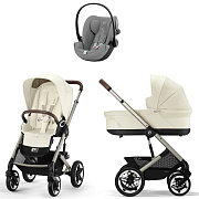 Коляска Cybex Talos S Lux TPE Cloud G3 Stone Grey Plus 3 в 1 Seashell Beige с дождевиками