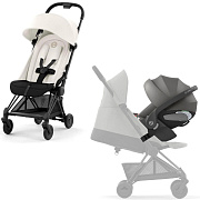 Коляска Cybex Coya Matt Black Frame Cloud T i-Size Mirage Grey Plus Off White с дождевиком