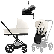 Коляска Cybex Priam IV Matt Black complete Cloud G Stone Grey Plus Base G 3 в 1 Off White