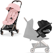 Коляска Cybex Coya Rosegold Frame Cloud T i-Size Sepia Black 2 в 1 Peach Pink с дождевиком и бампером