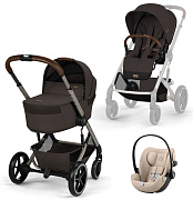 Коляска Cybex Balios S Lux Fold Cot TPE Cloud G3 Almond Beige 3 в 1 Chocolate Brown с дождевиками