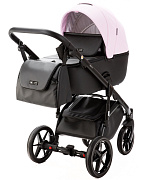 Детская коляска Adamex Nola Deluxe 3 в 1 N-SD101 (РОЗОВ.ЗЕФИР КОЖА + ЧЕРН. КОЖА)