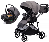 Прогулочная коляска Peppy Amici с автокреслом Jovikids Aria Grey серый, рама серая