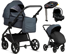Детская коляска Tutis Leo 3 Plus 4 в 1 с автокреслом Elo Lux EduSky Black и базой 1582211 India Ink