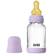 Стеклянная бутылочка Bibs Boheme для кормления с латексной соской, медленный поток, 120 мл 50192291 Violet Sky