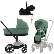 Коляска Cybex Priam IV Rosegold complete Cloud G Ocean Blue Plus Base G3 4 в 1 Leaf Green