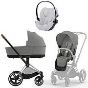 Коляска Cybex Priam IV Chrome Brown complete и автокресло Cloud G i-Size Fog Grey 3 в 1 Mirage Grey