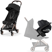 Коляска Cybex Coya Rosegold Frame Cloud T i-Size Sepia Black Plus 2 в 1 Sepia Black с дождевиком и бампером
