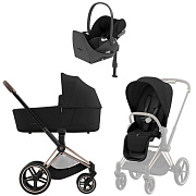 Коляска Cybex Priam IV Rosegold complete Cloud T Sepia Black Plus Base T 3 в 1 Sepia Black