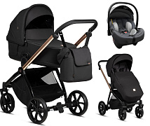 Детская коляска Tutis Mio 3 Plus Essential Black 3 в 1 с автокреслом Elo Lux EduSky Grey 292 Rose Gold