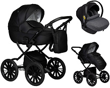 Детская коляска Indigo Mio Eco Plus 14 3 в 1 с автокреслом Avionaut Cosmo Grey 01 черная кожа