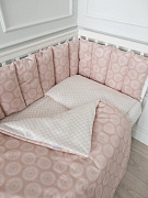 Комплект в кровать Lappetti Ривьера для прямоугольной кроватки 6 предметов розовый