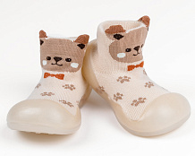 Ботиночки-носочки детские AmaroBaby First Step Animals, с дышащей подошвой бежевый 24