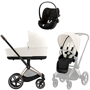 Коляска Cybex Priam IV Rosegold complete Cloud G3 Magic Black 3 в 1 Off White