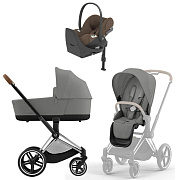 Коляска Cybex Priam IV Chrome Brown complete Cloud T Coconut Brown Plus Base T 4 в 1 Mirage Grey