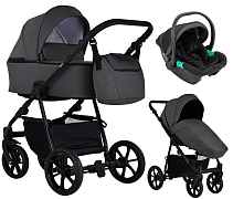 Детская коляска Pituso Tossa 3 в 1 с автокреслом Santiso Pro Black TS/50/04 Dark Grey