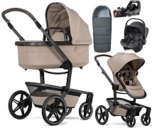 Детская коляска 4 в 1 Joolz Day 5 и автокресло Baby-Safe Core Midnight Grey2 и база Vario Base 5Z без адаптеров + конверт в подарок Sandy taupe