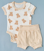 Боди c шортиками ажур Little Star 715202 мишки, крем/бежевый 62