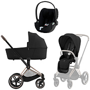 Коляска 3 в 1 Cybex Priam IV Rosegold complete и автокресло Cloud T i-Size Sepia Black Plus Sepia Black