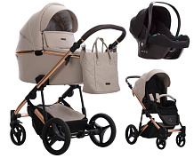 Детская коляска Bebetto Loren Stella Pro 3 в 1 с автокреслом Avionaut Cosmo 05 бежевая кожа