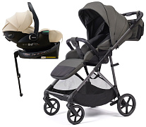 Прогулочная коляска Peppy Amici с автокреслом Jet Beige и базой Antrazit рама Grey