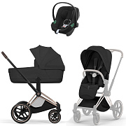 Коляска Cybex Priam V Rosegold Style Aton B2 Volcano Black 3 в 1 Sepia Black