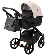 Детская коляска Adamex Nola Deluxe 3 в 1 N-SD110 (СВ.БЕЖ.КОЖА + ЧЕРН.КОЖА)