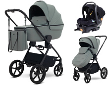 Детская коляска Rant Teo Soft 4 в 1 с автокреслом Carry Pro Black и базой Olive